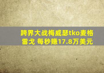 跨界大战梅威瑟tko麦格雷戈 每秒赚17.8万美元